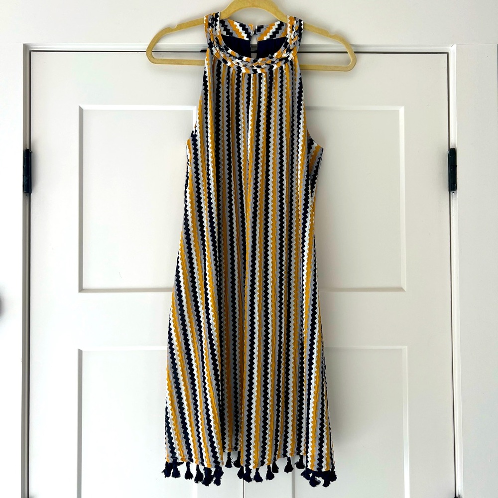 THML Yellow and Blue Stripe Halter Dress size medium